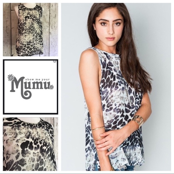 Show me your MuMu Sheer Arnold Animal Print Pocket Tank Small - Picture 1 of 8